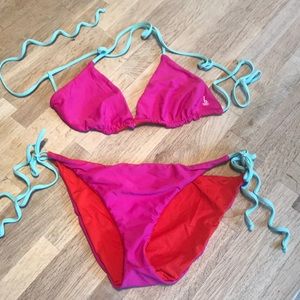 Basta Surf red and pink reversible bikini, size L